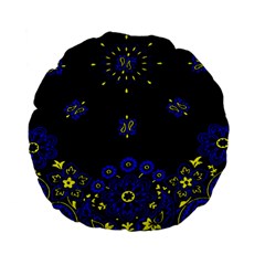 Blue Yellow Bandana Standard 15  Premium Flano Round Cushions by dressshop
