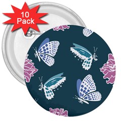 Butterfly  3  Buttons (10 Pack)  by Hansue