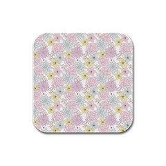 Dandelion Colors Flower Nature Rubber Square Coaster (4 Pack)  by Nexatart