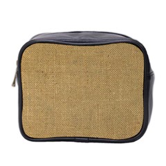 Burlap Coffee Sack Grunge Knit Look Mini Toiletries Bag (two Sides) by dressshop