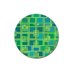 Green Abstract Geometric Magnet 3  (round) by Sapixe