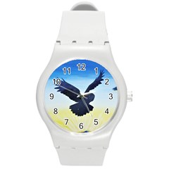 Sunset Owl Round Plastic Sport Watch (m) by lwdstudio