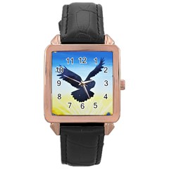 Sunset Owl Rose Gold Leather Watch  by lwdstudio