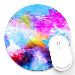 Background Drips Fluid Colorful Round Mousepads by Sapixe