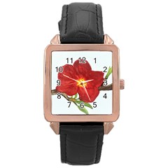 Deep Plumb Blossom Rose Gold Leather Watch  by lwdstudio