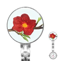 Deep Plumb Blossom Stainless Steel Nurses Watch by lwdstudio