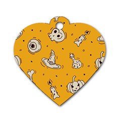 Funny Halloween Party Pattern Dog Tag Heart (two Sides) by HalloweenParty