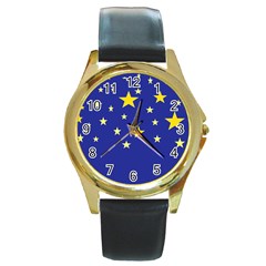 Digitalstars Round Gold Metal Watch by lwdstudio