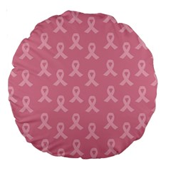 Pink Ribbon - Breast Cancer Awareness Month Large 18  Premium Round Cushions by Valentinaart