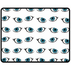 Blue Eyes Pattern Fleece Blanket (medium)  by Valentinaart