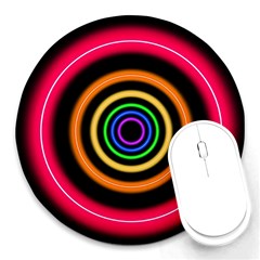 Neon Light Abstract Pattern Lines Round Mousepads by Sapixe