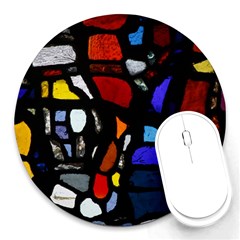 Art Bright Lead Glass Pattern Round Mousepads by Sapixe