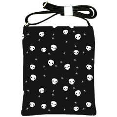 Pattern Skull Stars Halloween Gothic On Black Background Shoulder Sling Bag by genx