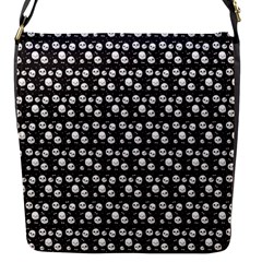 Pattern Skull Bones Halloween Gothic On Black Background Flap Closure Messenger Bag (s) by genx