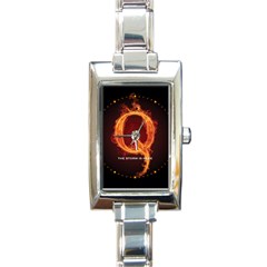 Qanon Letter Q Fire Effect The Storm Is Here Wwgowga Wwg1wga Rectangle Italian Charm Watch by snek