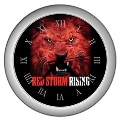 Red Storm Rising Lion Trump Red Wave Maga Qanon Wall Clock (silver) by snek