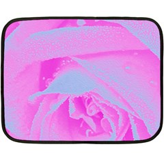 Perfect Hot Pink And Light Blue Rose Detail Fleece Blanket (mini) by myrubiogarden