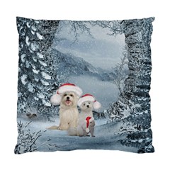 Christmas, Cute Dogs And Squirrel With Christmas Hat Standard Cushion Case (two Sides) by FantasyWorld7