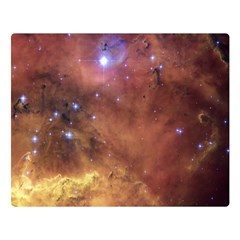 Cosmic Astronomy Sky With Stars Orange Brown And Yellow Double Sided Flano Blanket (large) by genx