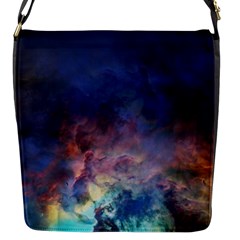 Lagoon Nebula Interstellar Cloud Pastel Pink, Turquoise And Yellow Stars Flap Closure Messenger Bag (s) by genx