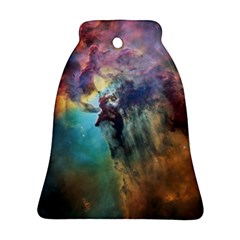 Lagoon Nebula Interstellar Cloud Pastel Pink, Turquoise And Yellow Stars Ornament (bell) by genx