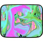 Retro Pink And Light Blue Liquid Art On Hydrangea Garden Double Sided Fleece Blanket (Mini)  35 x27  Blanket Front