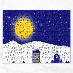 Night Christmas Background Moon Snow Rectangular Jigsaw Puzzl by Wegoenart