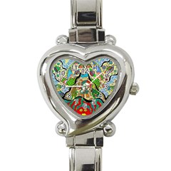 Supersonic Volcanic Sunmoon Faces Heart Italian Charm Watch by chellerayartisans