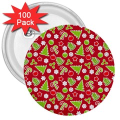 Christmas Paper Scrapbooking Pattern 3  Buttons (100 Pack)  by Wegoenart