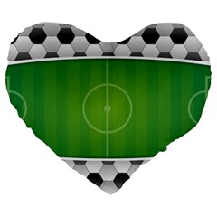 Background Sports Soccer Football Large 19  Premium Flano Heart Shape Cushions by Wegoenart