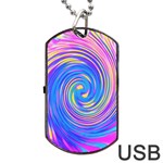 Cool Abstract Pink Blue And Yellow Twirl Liquid Art Dog Tag USB Flash (One Side) Front