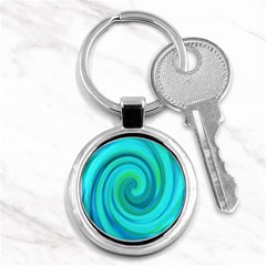 Groovy Cool Abstract Aqua Liquid Art Swirl Painting Key Chains (round)  by myrubiogarden