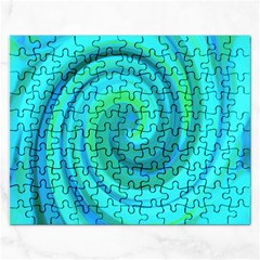 Groovy Cool Abstract Aqua Liquid Art Swirl Painting Rectangular Jigsaw Puzzl by myrubiogarden