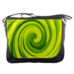 Groovy Abstract Green Liquid Art Swirl Painting Messenger Bag by myrubiogarden