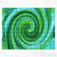 Groovy Abstract Turquoise Liquid Swirl Painting Rectangular Jigsaw Puzzl by myrubiogarden