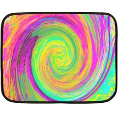 Groovy Abstract Purple And Yellow Liquid Swirl Double Sided Fleece Blanket (mini)  by myrubiogarden