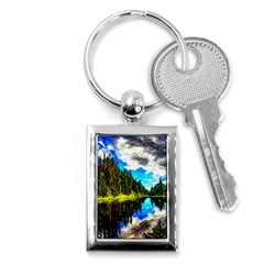 Color Lake Mountain Painting Key Chains (rectangle)  by Pakrebo