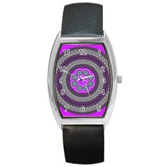 Round Pattern Ethnic Design Barrel Style Metal Watch by Pakrebo