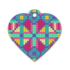 Checkerboard Squares Abstract Dog Tag Heart (one Side) by Pakrebo