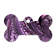 Purple Fractal Flowing Fantasy Dog Tag Bone (one Side) by Pakrebo