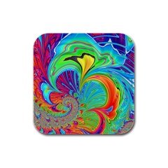 Fractal Art Psychedelic Fantasy Rubber Square Coaster (4 Pack)  by Pakrebo