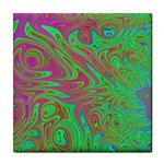 Fractal Art Neon Green Pink Tile Coasters Front