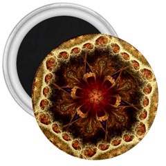 Dawn Day Fractal Sunny Gold Red 3  Magnets by Pakrebo