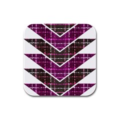 Fabric Tweed Purple Brown Pink Rubber Square Coaster (4 Pack)  by Pakrebo