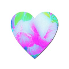 Abstract Pink Hibiscus Bloom With Flower Power Heart Magnet by myrubiogarden