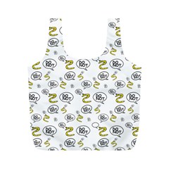 No Step On Snek Do Not Bubble Speech Pattern White Background Meme Full Print Recycle Bag (m) by snek