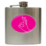 A-Ok Perfect handsign MAGA Pro-Trump Patriot on pink background Hip Flask (6 oz) Front