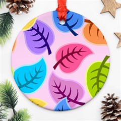 Leaves Background Beautiful Ornament (round) by Mariart