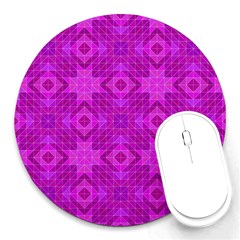 Magenta Mosaic Pattern Triangle Round Mousepads by Pakrebo