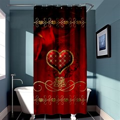 Wonderful Heart With Roses Shower Curtain 36  X 72  (stall)  by FantasyWorld7